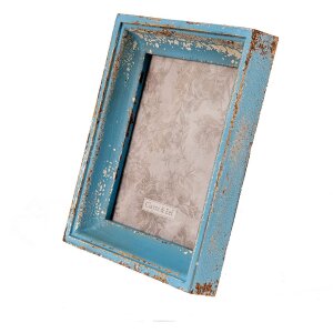 Clayre & Eef 2F0860 Cadre photo 27x6x32 cm - 18x24 cm Beige - Bleu