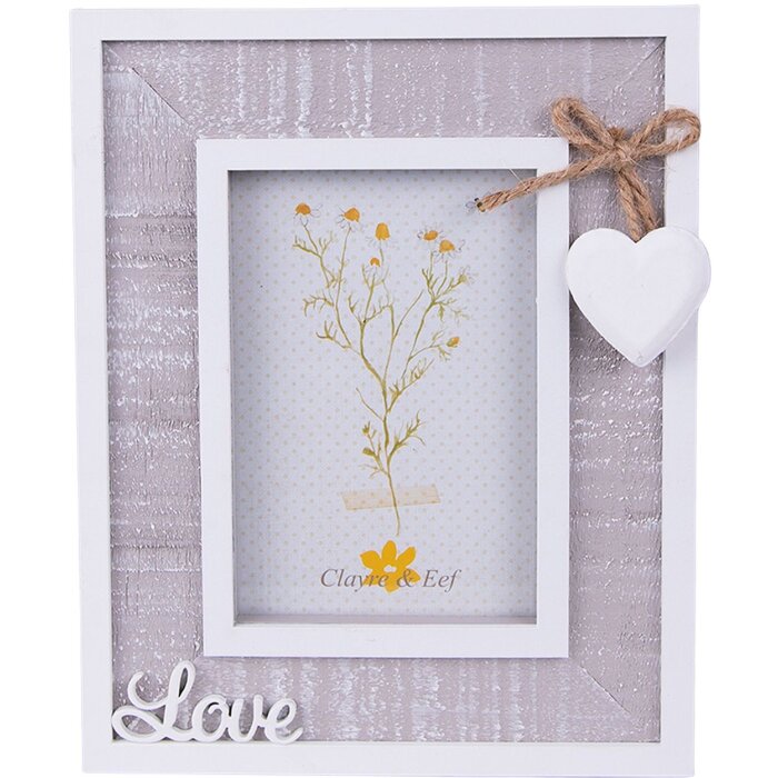 Clayre & Eef 2F0963 Cadre photo 16x2x20 cm - 9x13 cm Gris - Blanc