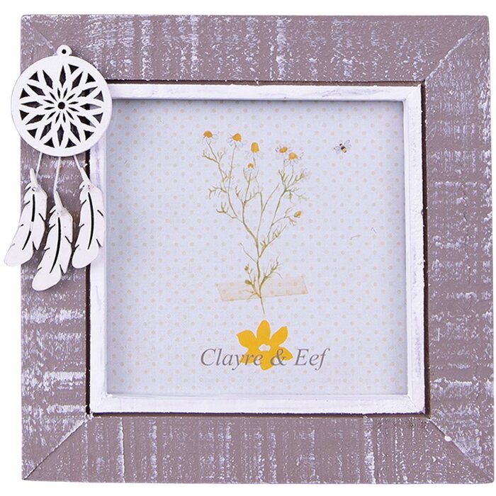 Clayre & Eef 2F0967 Cadre photo 14x1x14 cm - 10x10 cm Gris - Blanc