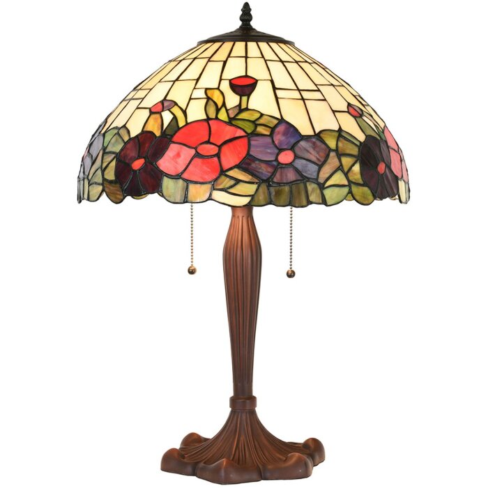 Clayre & Eef 5LL-1201 Lampe de table Tiffany Ø 42x60 cm E27-max 2x60W Beige - Rouge