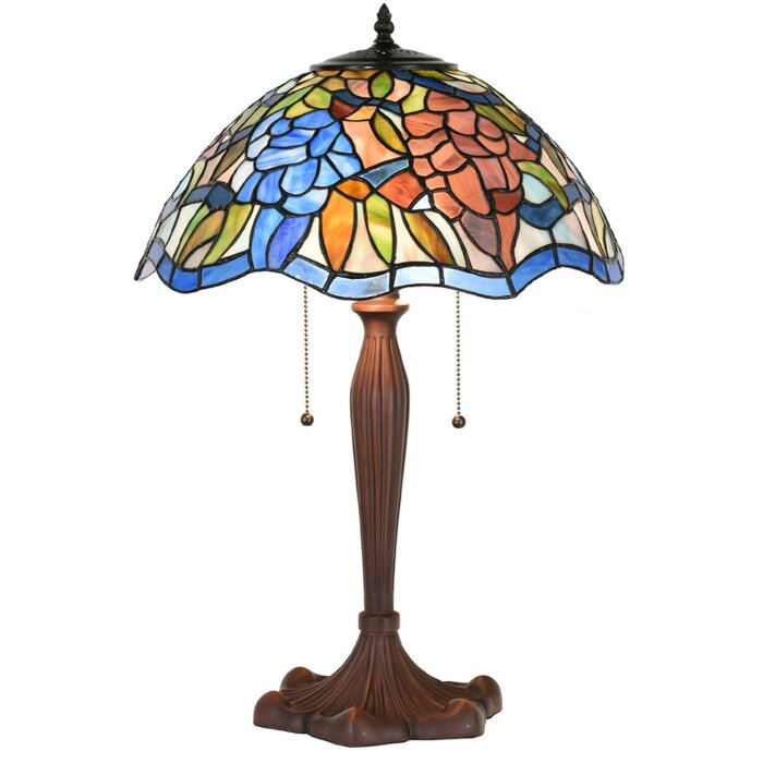 Clayre & Eef 5LL-1204 Lampe de table Tiffany Ø 41x60 cm E27-max 2x60W Bleu - Marron