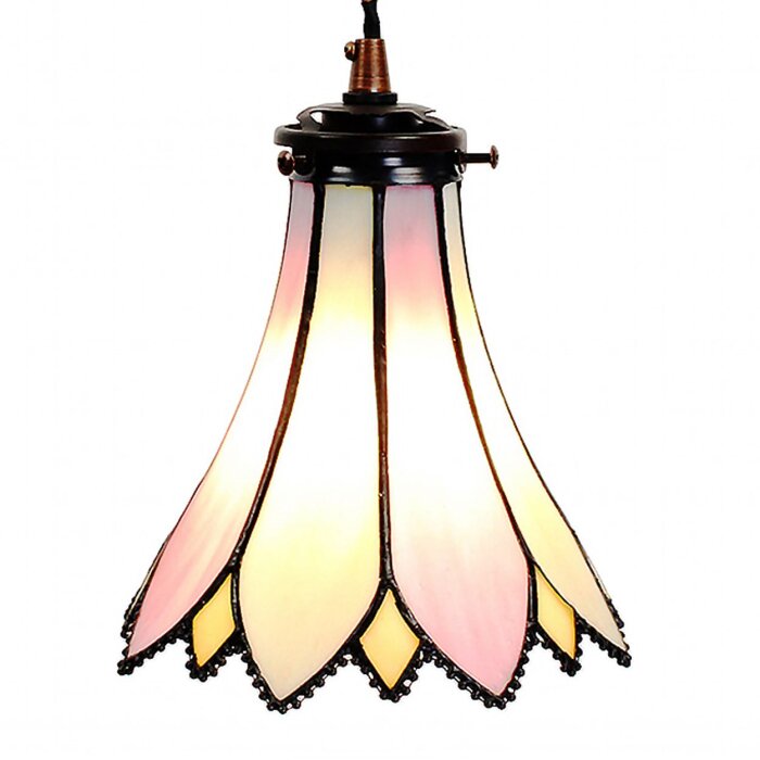 Clayre & Eef 5LL-6196 Lampe à suspendre Tiffany Ø 15x115 cm E14-max 1x40W Rose - Beige