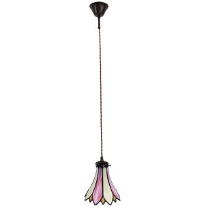 Clayre & Eef 5LL-6196 Lampe à suspendre Tiffany Ø 15x115 cm E14-max 1x40W Rose - Beige