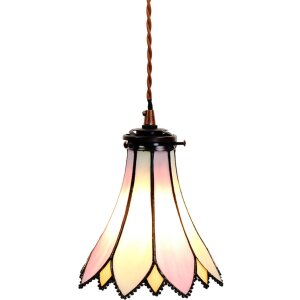 Clayre & Eef 5LL-6196 Lampe à suspendre Tiffany Ø 15x115 cm E14-max 1x40W Rose - Beige