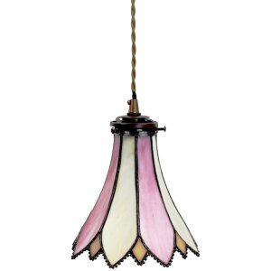 Clayre & Eef 5LL-6196 Lampe à suspendre Tiffany Ø 15x115 cm E14-max 1x40W Rose - Beige