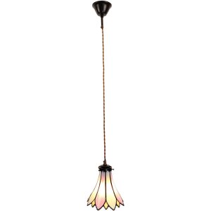 Clayre & Eef 5LL-6196 Lampe à suspendre Tiffany Ø 15x115 cm E14-max 1x40W Rose - Beige