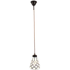 Clayre & Eef 5LL-6198 Lampe à suspendre Tiffany Ø 15x115 cm E14-max 1x40W Blanc - Marron