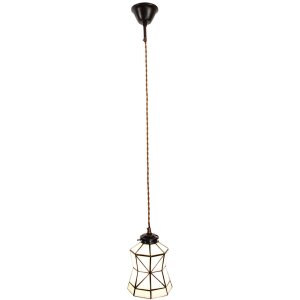 Clayre & Eef 5LL-6200 Lampe à suspendre Tiffany Ø 15x115 cm E14-max 1x40W Blanc - Marron