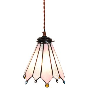 Clayre & Eef 5LL-6218 Lampe à suspendre Tiffany 18x15x115 cm E14-max 1x25W rose