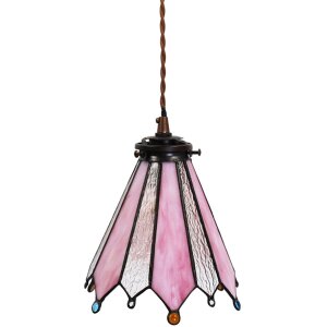 Clayre & Eef 5LL-6218 Lampe à suspendre Tiffany 18x15x115 cm E14-max 1x25W rose