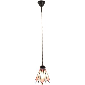 Clayre & Eef 5LL-6218 Lampe à suspendre Tiffany 18x15x115 cm E14-max 1x25W rose