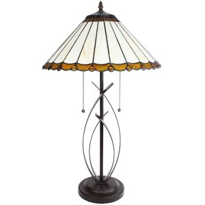 Clayre & Eef 5LL-6282 Lampe de table Tiffany Ø 41x69 cm E27-max 2x60W Beige - Marron