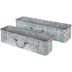 Clayre & Eef 5Y1074 Support pour plantes (2 pièces) 61x16x12 - 50x13x11 cm Gris