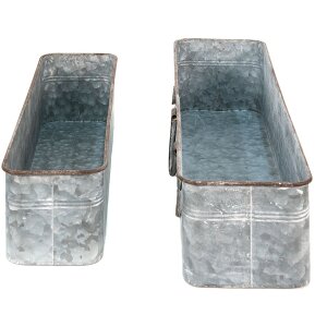 Clayre & Eef 5Y1074 Support pour plantes (2 pièces) 61x16x12 - 50x13x11 cm Gris