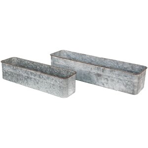 Clayre & Eef 5Y1074 Support pour plantes (2 pièces) 61x16x12 - 50x13x11 cm Gris