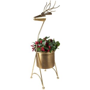 Clayre & Eef 5Y1090 Décoration Pot de fleurs Cerf 29x22x78 cm Doré