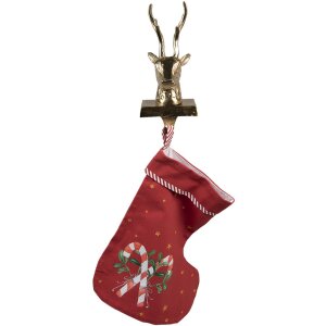 Clayre & Eef 6AL0067 Porte-chaussettes de Noël Renne 12x14x27 cm Doré