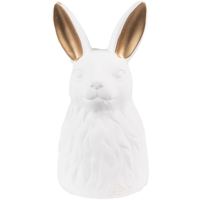 Clayre & Eef 6CE1525 Décoration Statue Lapin 11x11x21 cm Blanc - Or