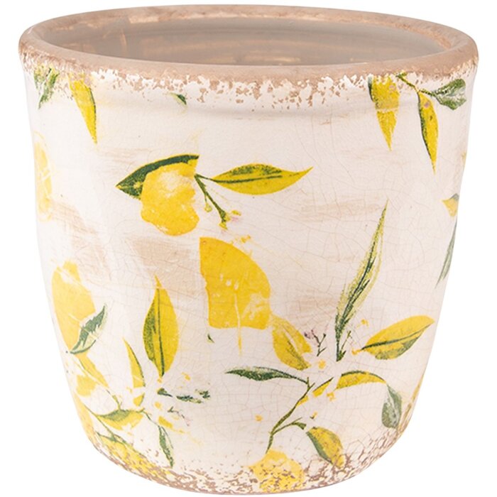 Clayre & Eef 6CE1529S Décoration Pot de fleurs Ø 14x14 cm Jaune