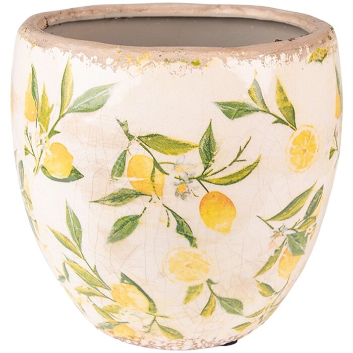 Clayre & Eef 6CE1532S Décoration Pot de fleurs Ø 13x12 cm Jaune