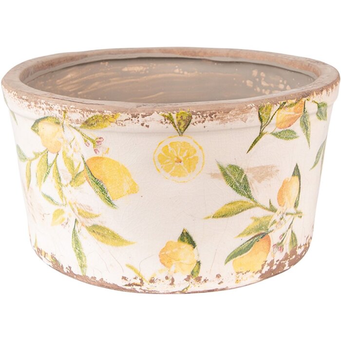 Clayre & Eef 6CE1533M Décoration Pot de fleurs Ø 16x9 cm Jaune