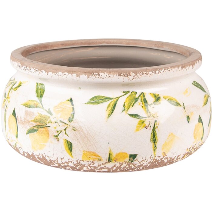 Clayre & Eef 6CE1534L Décoration Pot de fleurs Ø 23x10 cm Jaune