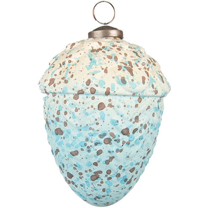 Clayre & Eef 6GL3716 Boule de Noël Ø 9x14 cm Turquoise - Beige Boule de Noël