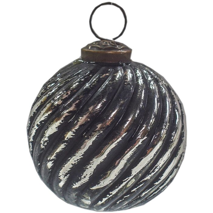 Clayre & Eef 6GL3757 Boule de Noël Ø 7x7 cm Noir - Argenté