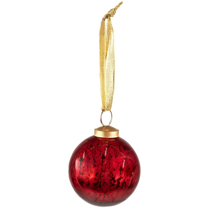 Clayre & Eef 6GL3832 Boule de Noël Ø 9x10 cm Rouge Boule de Noël