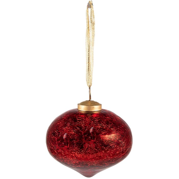 Clayre & Eef 6GL3834 Boule de Noël Ø 9x9 cm Rouge Boule de Noël