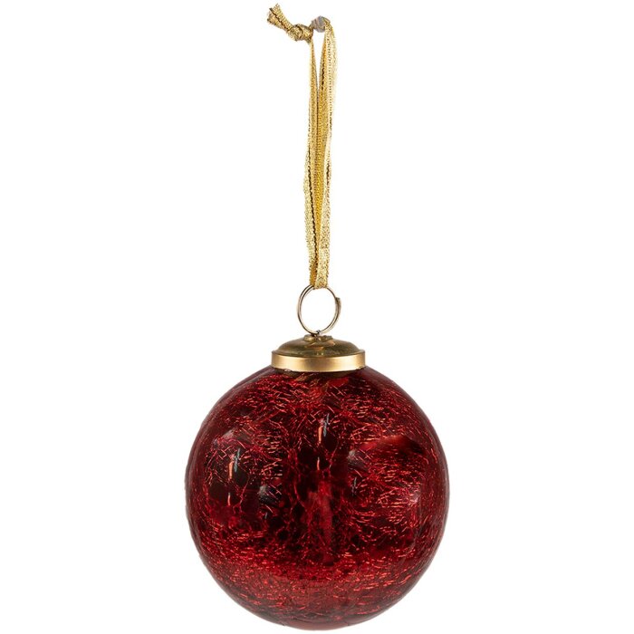 Clayre & Eef 6GL3836 Boule de Noël Ø 9x10 cm Rouge Boule de Noël