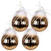 Clayre & Eef 6GL3933 Boule de Noël Ø 12 cm (set de 4) Doré - Blanc Boule de Noël