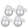 Clayre & Eef 6GL3939 Boule de Noël Ø 10 cm (set de 4 pièces) Argenté - Blanc