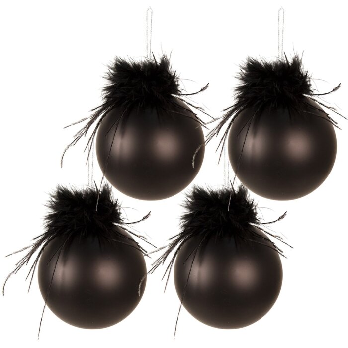 Clayre & Eef 6GL3943 Boule de Noël Ø 8 cm (set de 4) Noir