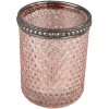 Clayre & Eef 6GL3976 Porte-bougie à chauffe-plat Ø 6x6 cm Rose Verre Porte-bougie