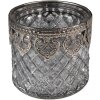 Clayre & Eef 6GL3983 Porte-bougies à chauffe-plat Ø 8x7 cm Gris Verre Porte-bougies