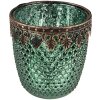 Clayre & Eef 6GL3994 Porte-bougie à chauffe-plat Ø 9x9 cm Vert Verre Porte-bougie