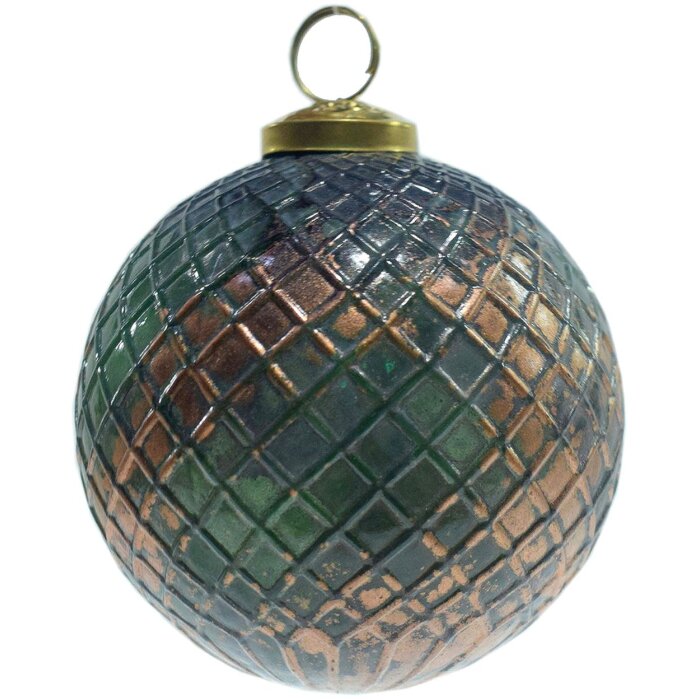 Clayre & Eef 6GL4043 Boule de Noël Ø 10x10 cm Vert - Marron