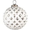 Clayre & Eef 6GL4047 Boule de Noël Ø 10x10 cm Blanc - Argenté