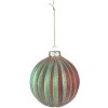 Clayre & Eef 6GL4115 Boule de Noël Ø 10x10 - Ø 8x8 cm (set de 2) Rouge - Vert