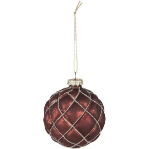 Clayre & Eef 6GL4118 Boule de Noël Ø 8x8 cm (set de 2) Rouge