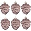 Clayre & Eef 6GL4121 Boule de Noël Ø 8x10 cm (set de 6) Rose