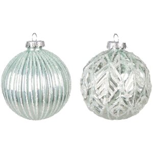 Clayre & Eef 6GL4127 Boule de Noël Ø 8x8 cm (set de 2) Vert