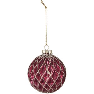 Clayre & Eef 6GL4130 Boule de Noël Ø 8x8 cm (set de 2) Rouge