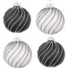 Clayre & Eef 6GL4132 Boule de Noël Ø 8x8 cm (Set 4 pièces) Noir - Gris