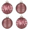 Clayre & Eef 6GL4143 Boule de Noël Ø 8x8 cm (set de 4) Rouge