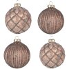 Clayre & Eef 6GL4144 Boule de Noël Ø 8x8 cm (set de 4) Marron