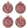 Clayre & Eef 6GL4160 Boule de Noël Ø 8x8 cm (set de 4) Rouge