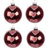 Clayre & Eef 6GL4166 Boule de Noël Ø 8x8 cm (set de 4) Rouge