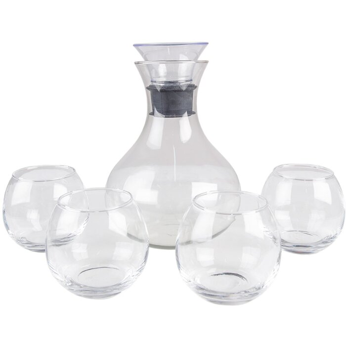 Clayre & Eef 6GL4186 Carafe Set Ø 15x22 cm - Ø 9x9 cm (4x) 1740 ml - 375 ml